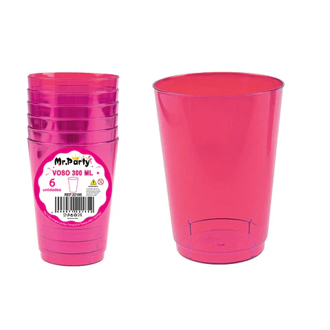 Vaso plásticos rosa fucsia 7.5*5*10.3cm 300ml 6pcs