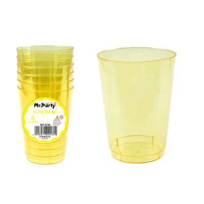 Vaso plásticos amarillo 7.5*5*10.3cm 300ml 6pcs
