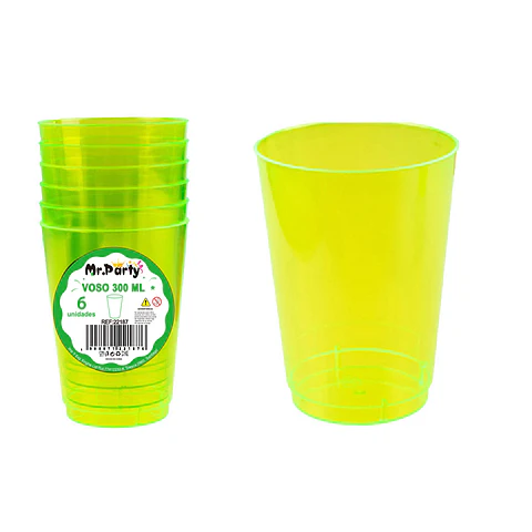 Vaso plásticos verde 7.5*5*10.3cm 300ml 6pcs