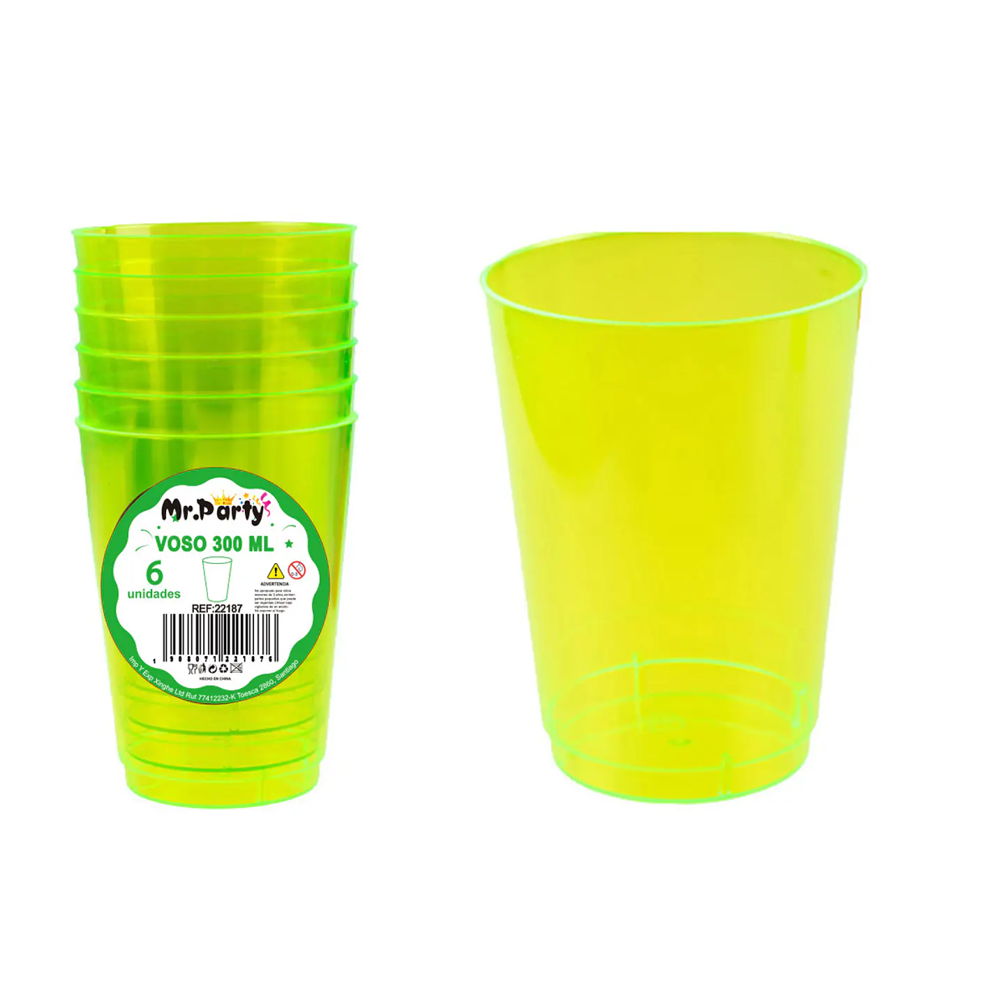 Vaso plásticos verde 7.5*5*10.3cm 300ml 6pcs 1