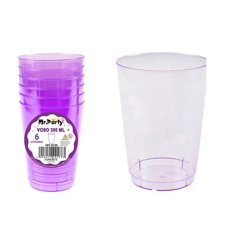 Vaso plásticos morado 7.5*5*10.3cm 300ml 6pcs