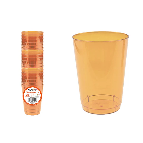 Vaso plásticos naranja 5*3.1*5.3cm 60ml 20pcs