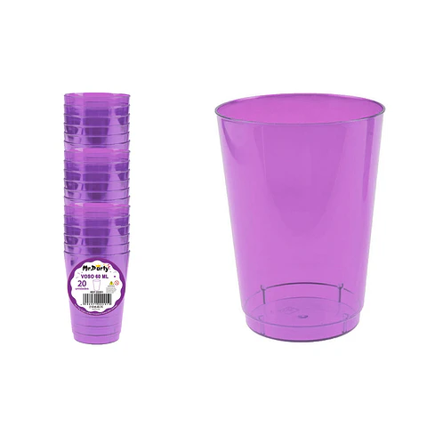 Vaso plásticos morado 5*3.1*5.3cm 60ml 20pcs