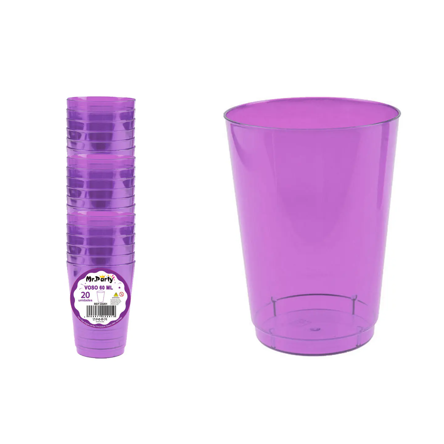 Vaso plásticos morado 5*3.1*5.3cm 60ml 20pcs 1