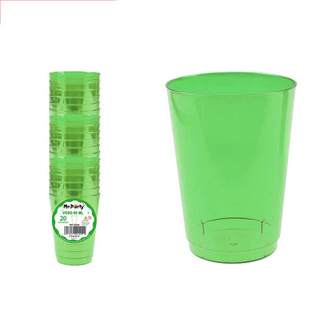 Vaso plásticos verde 5*3.1*5.3cm 60ml 20pcs