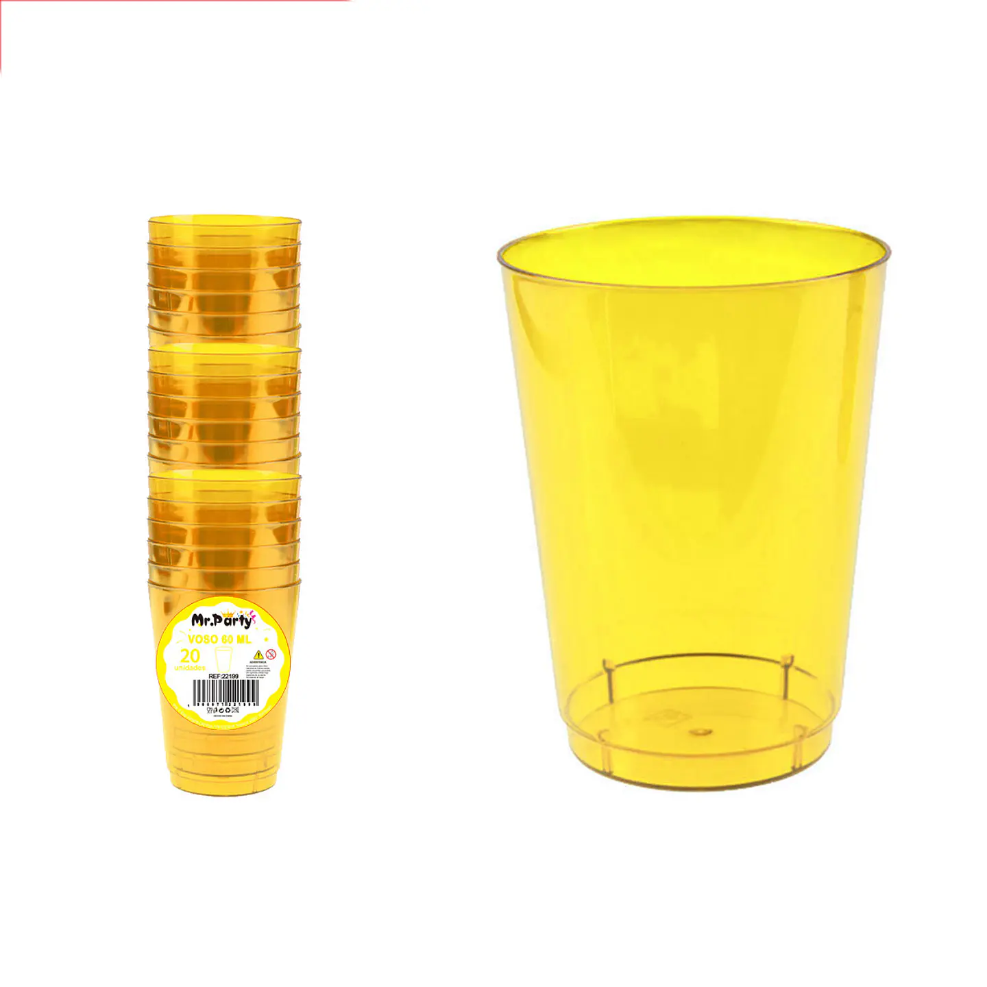 Vaso plásticos amarillo 5*3.1*5.3cm 60ml 20pcs 1
