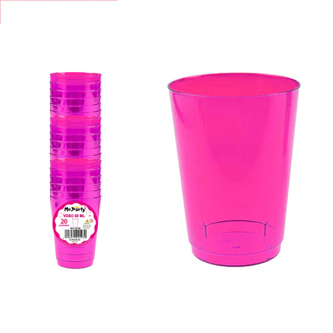 Vaso plásticos rosa fucsia 5*3.1*5.3cm 60ml 20pcs