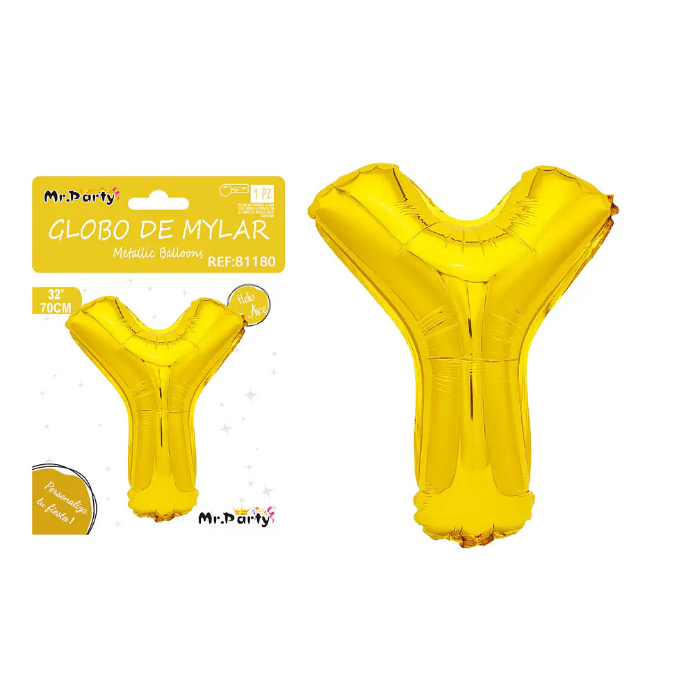Globo metálico dorado 70cm letra Y