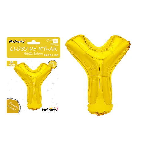 Globo metálico dorado 70cm letra Y