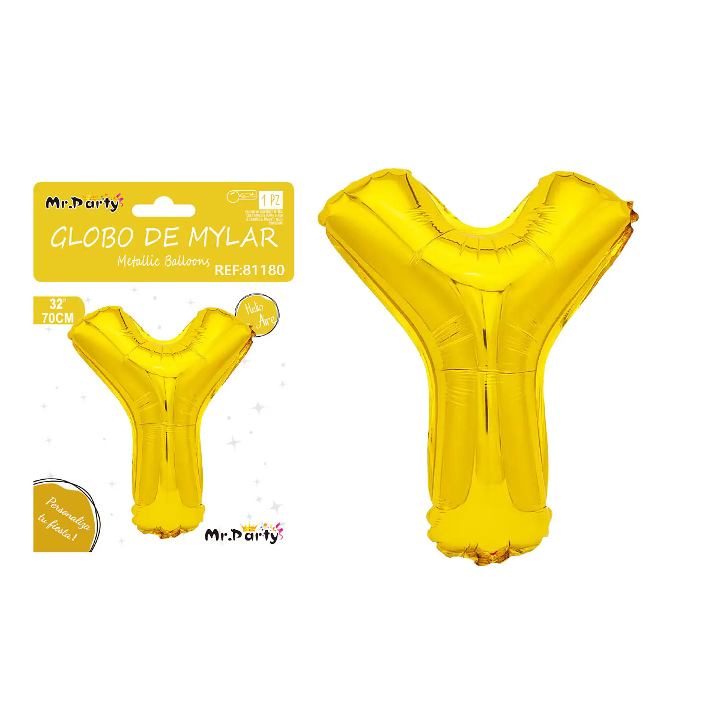 Globo metálico dorado 70cm letra Y 1