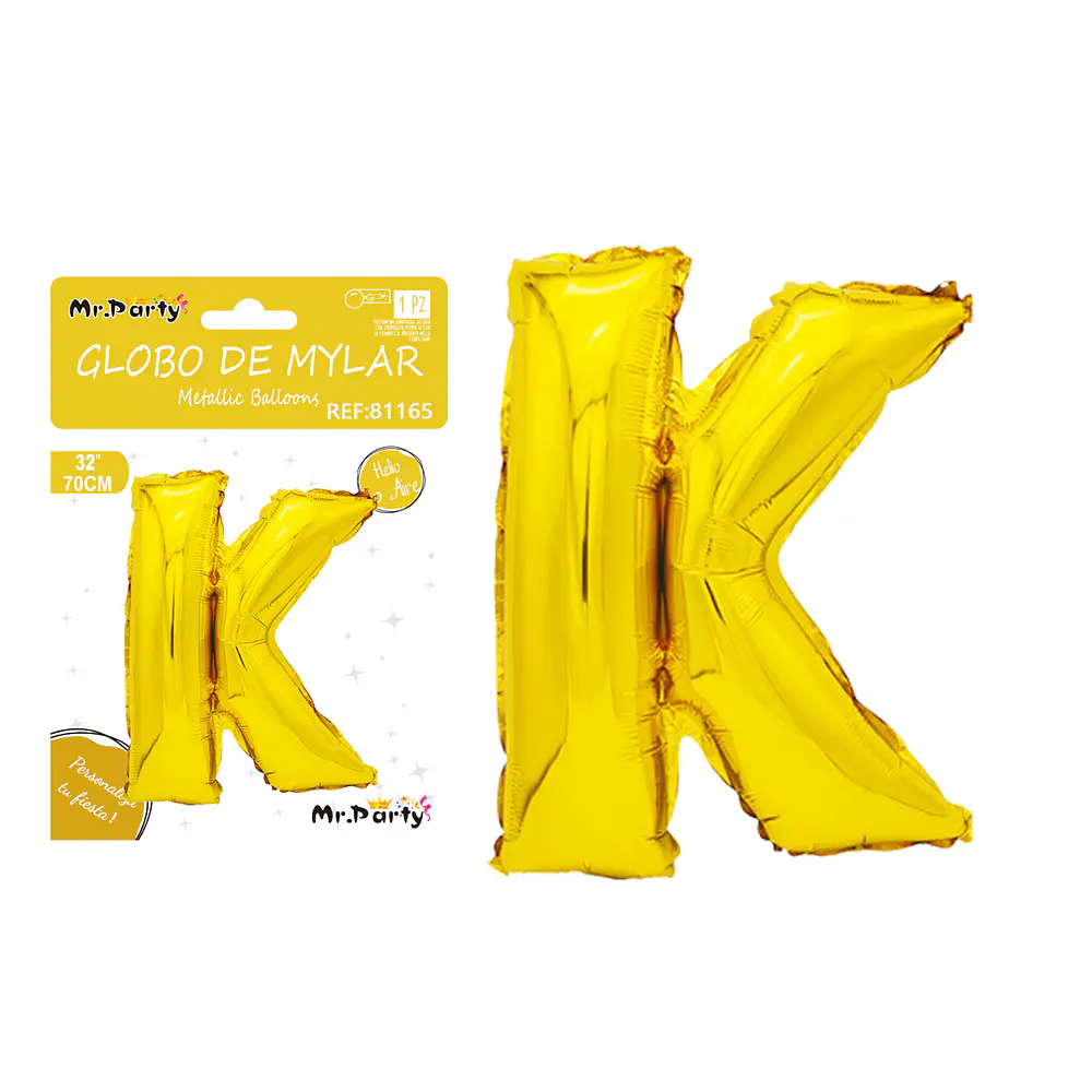 Globo metálico dorado 70cm letra K