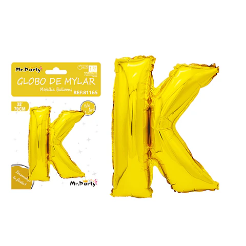 Globo metálico dorado 70cm letra K