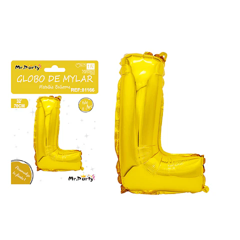 Globo metálico dorado 70cm letra L