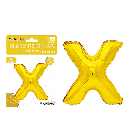Globo metálico dorado 70cm letra X