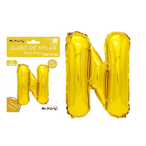 Globo metálico dorado 70cm letra N