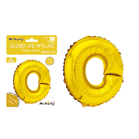 Globo metálico dorado 70cm letra O