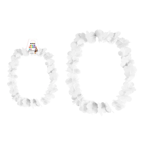 Collar cotillón hawaiano blanco 48cm
