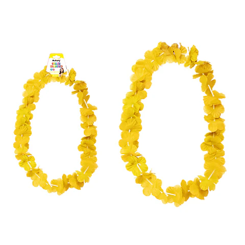 Collar cotillón hawaiano amarillo 48cm