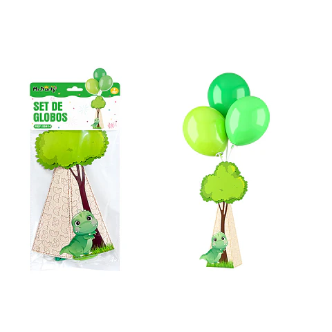 Centro de mesa con globos Feliz Cumpleaños verde 8pcs