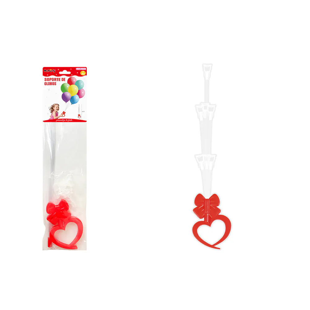 Varilla para globos sin luz lazo y corazón roja