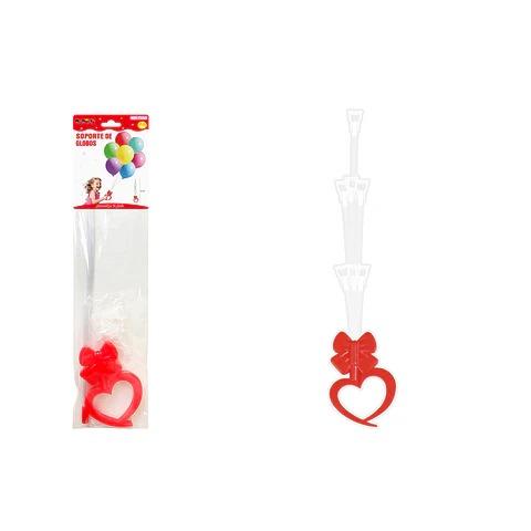 Varilla para globos sin luz lazo y corazón roja