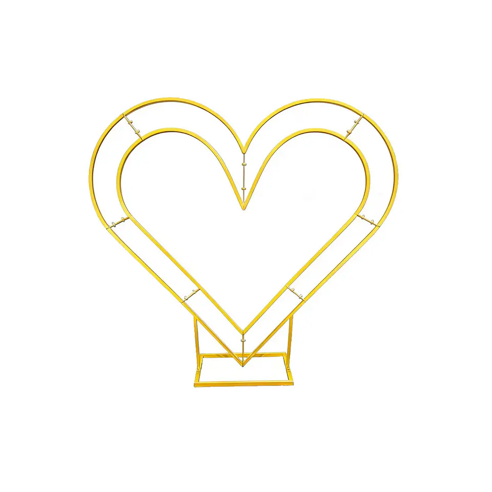 Arco de corazón doble capa dorado 2m Solo Estructura 1pc 1