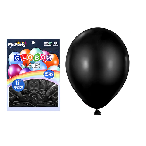 Globos de látex negro mate 35cm 25pcs