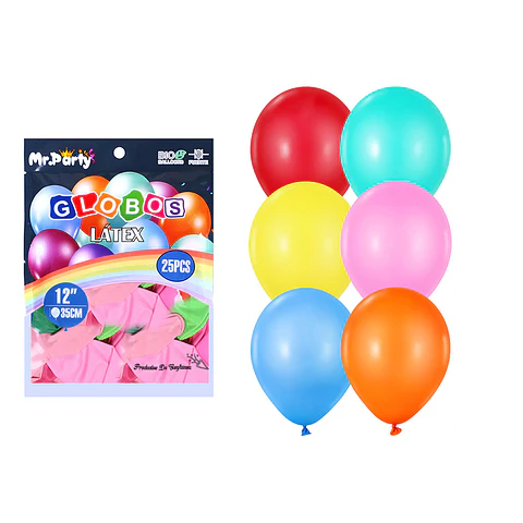 Globos de látex colores surtidos mate 35cm 25pcs