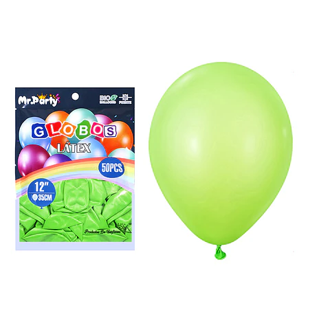 Globo látex verde mate 35cm 50pcs