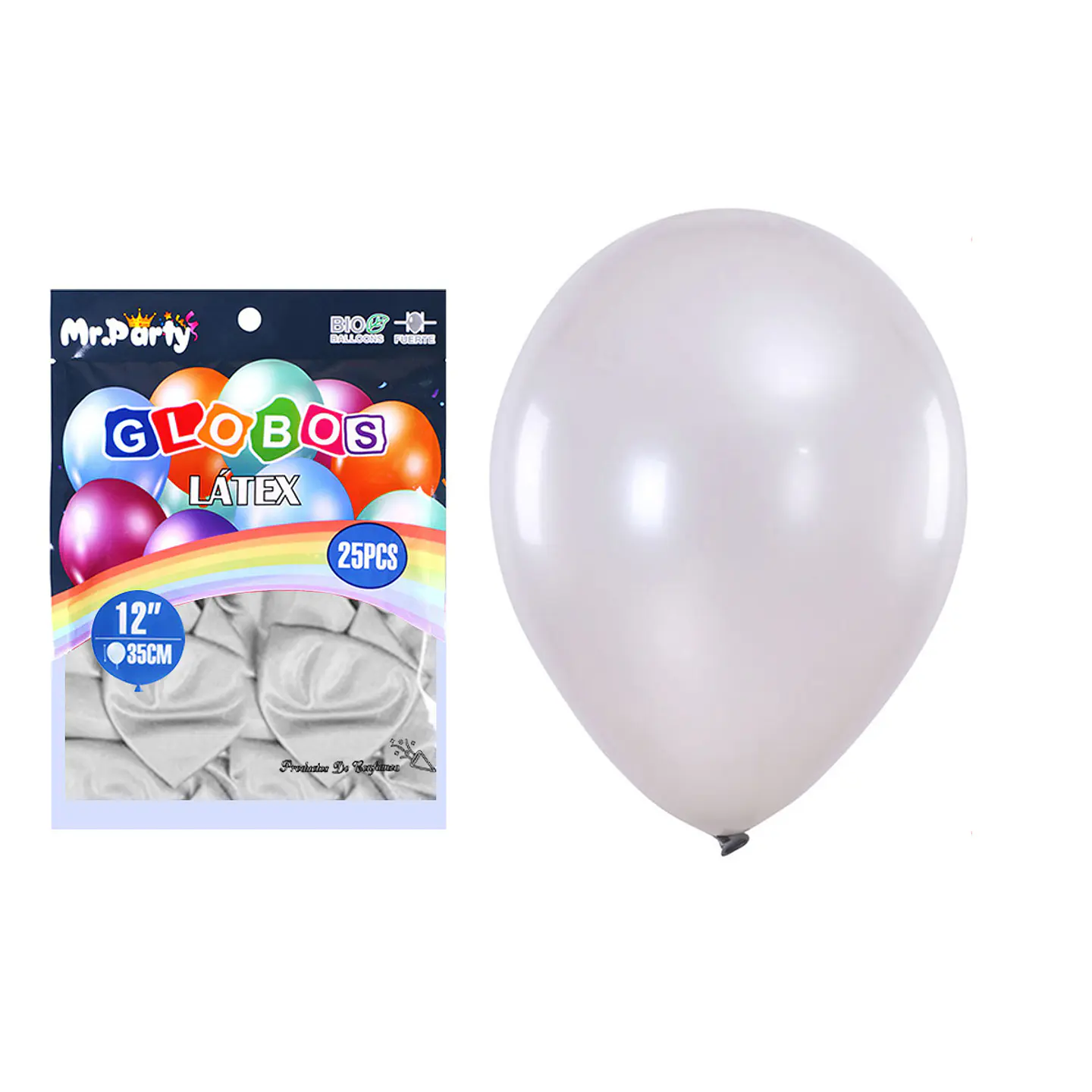 Globos de látex perlado plateado 35cm 25pcs 1