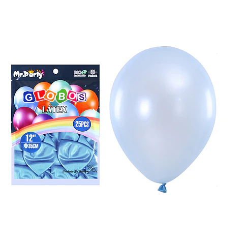 Globos de látex perlado celeste 35cm 25pcs