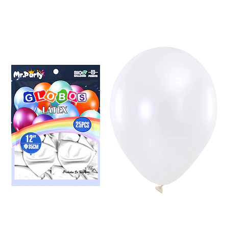 Globos de látex perlado blanco 35cm 25pcs