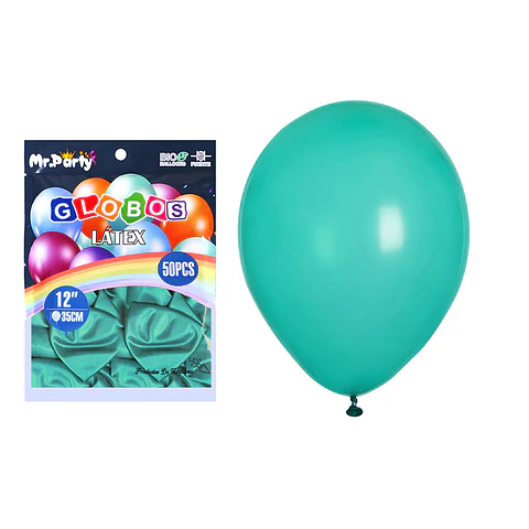 Globos de látex perlado turquesa 35cm 50pcs