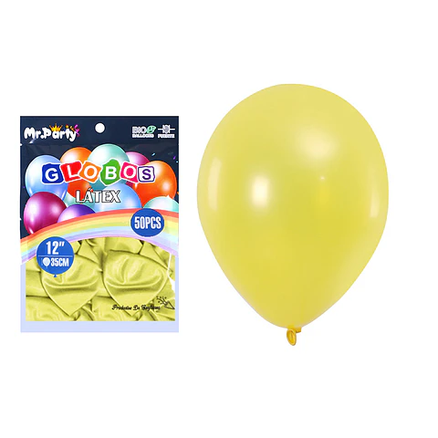 Globos de látex perlado amarillo 35cm 50pcs