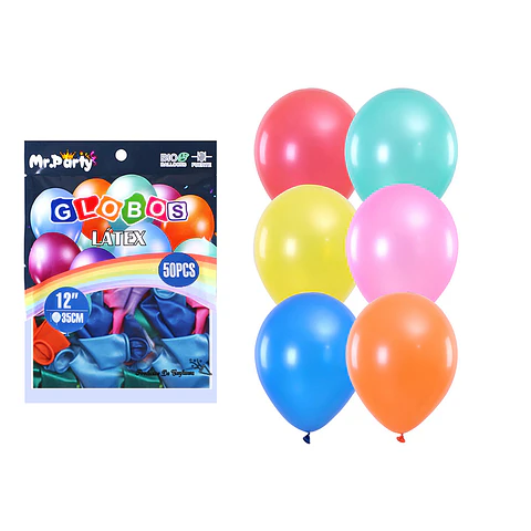 Globos de látex perlado colores surtidos 35cm 50pcs