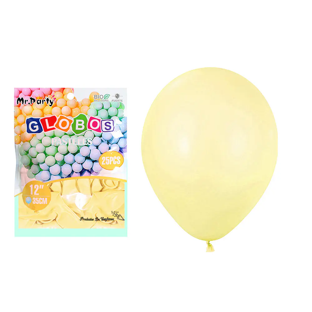Globos de látex pastel amarillo 35cm 25pcs