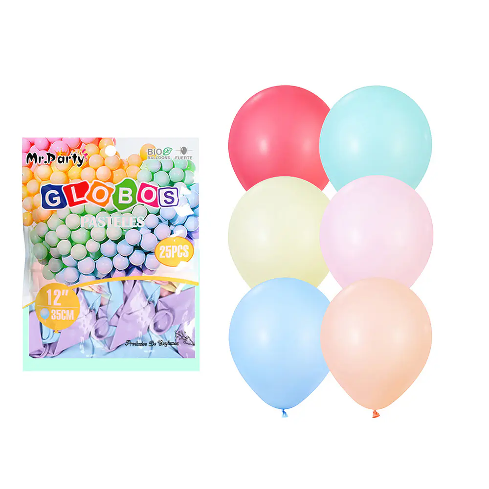 Globos de látex colores pasteles 35cm 25pcs