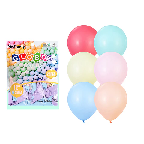 Globos de látex colores pasteles 35cm 25pcs