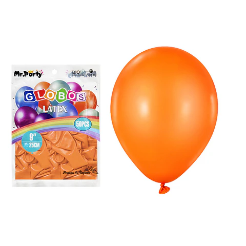 Globos de látex naranja mate 25cm 50pcs