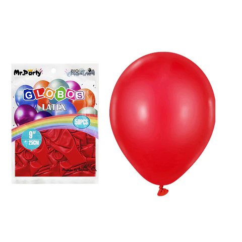 Globos de látex rojo mate 25cm 50pcs