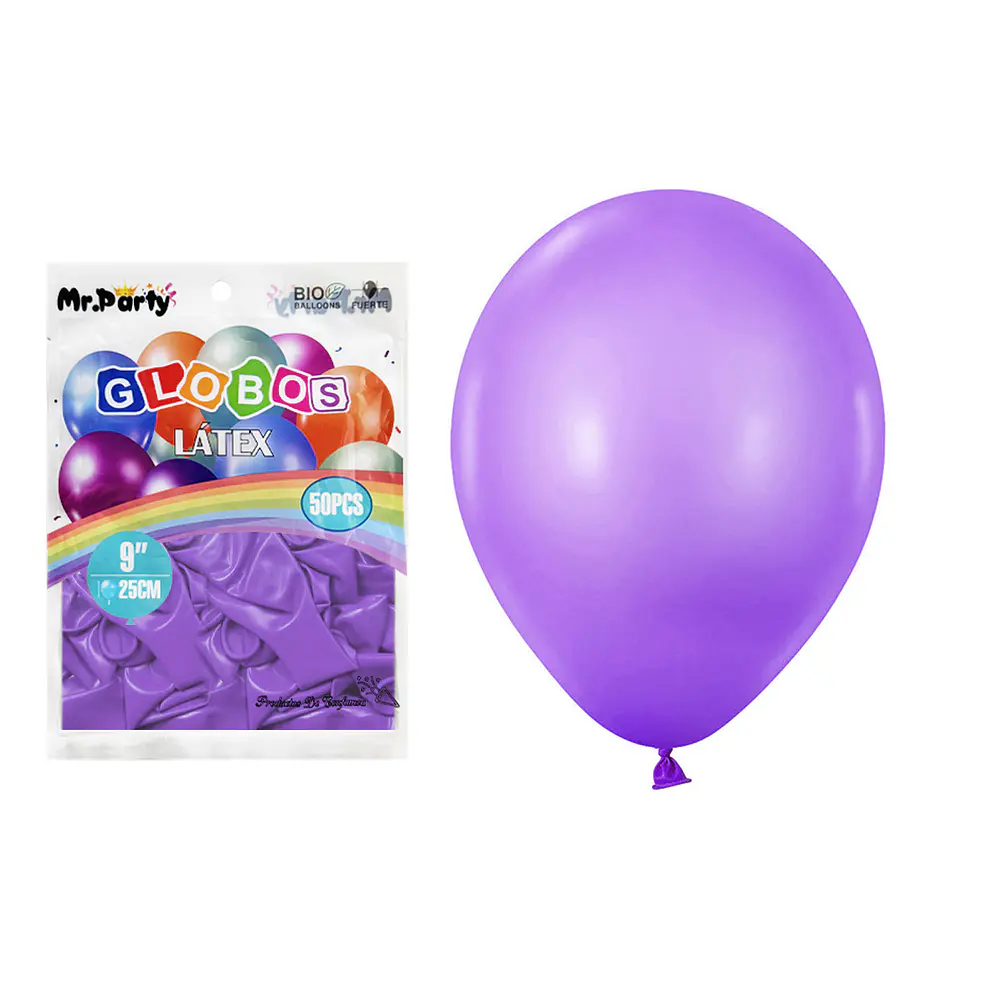 Globos de látex morado mate 25cm 50pcs