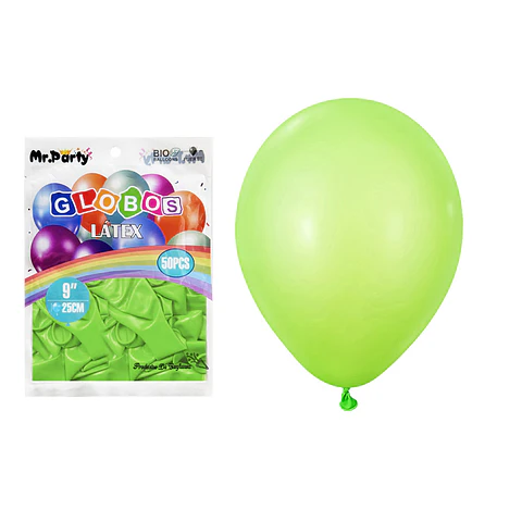 Globos de látex verde mate 25cm 50pcs