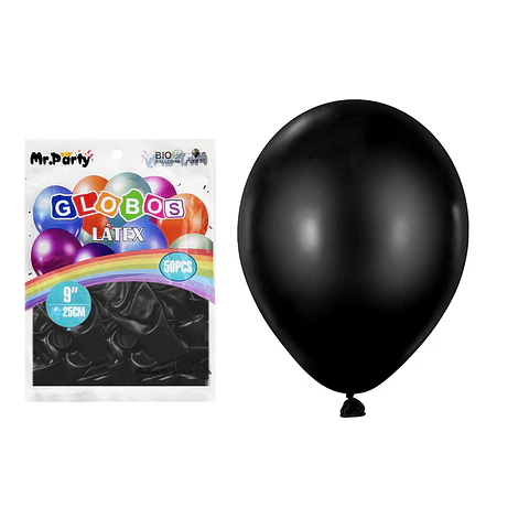 Globos de látex negro mate 25cm 50pcs