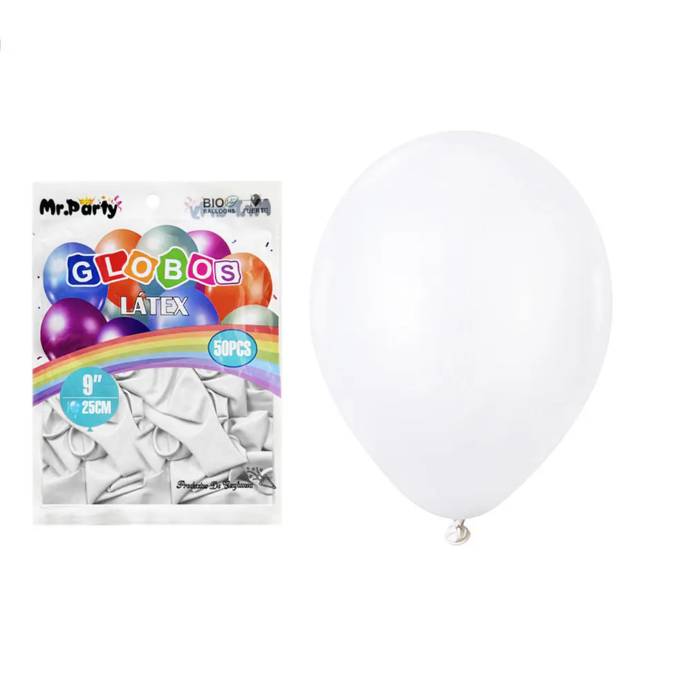 Globos de látex blanco mate 25cm 50pcs