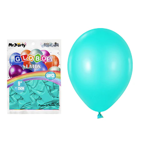 Globos de látex azul tiffany mate 25cm 50pcs