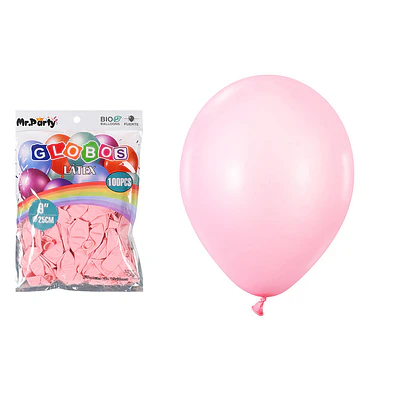 Globos de látex rosa claro mate 25cm 100pcs