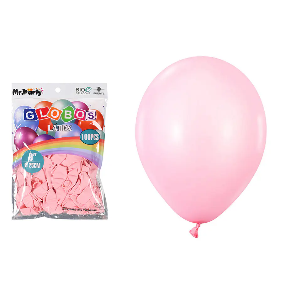 Globos de látex rosa claro mate 25cm 100pcs 1