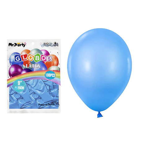 Globos de látex celeste mate 25cm 100pcs