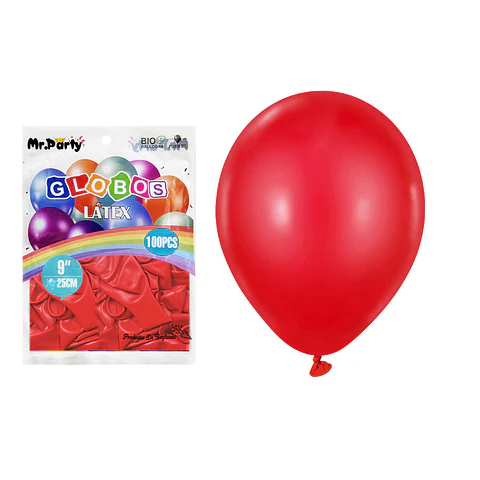 Globos de látex rojo mate 25cm 100pcs
