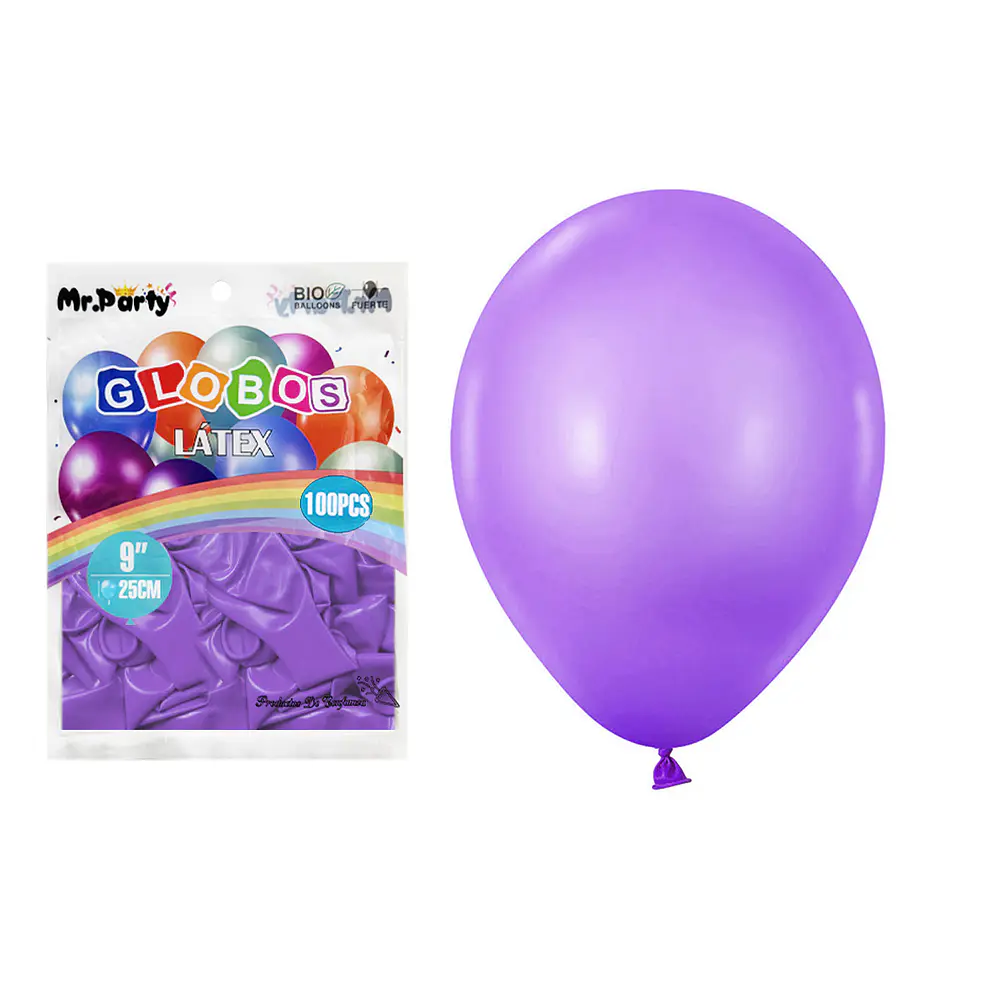 Globos de látex morado mate 25cm 100pcs